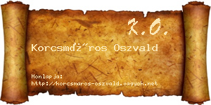 Korcsmáros Oszvald névjegykártya